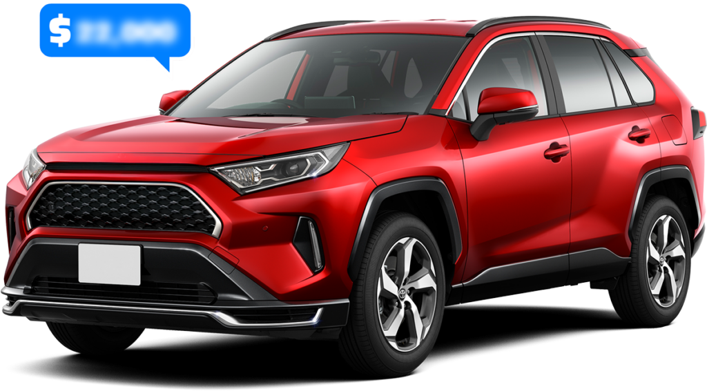 Red SUV with a cash offer displayed, representing Carbuy’s hassle-free car buying service. Sell your car fast with an instant offer today.
